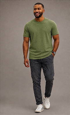 Camiseta Gola Careca Pierre Cardin - Algodão/Poliestrer - Ref. 48265 Verde