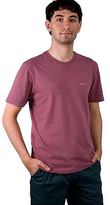 Camiseta Gola Careca Pierre Cardin - 100% Algodão - Ref. 40145 Ameixa