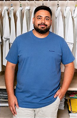 Camiseta Gola Careca Pierre Cardin (PLUS SIZE) - 100% Algodão - Ref. 40146 Oceano