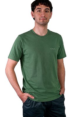 Camiseta Gola Careca Pierre Cardin - 100% Algodão - Ref. 40145 Militar