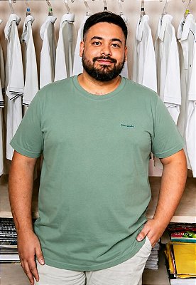 Camiseta Gola Careca Pierre Cardin (PLUS SIZE) - 100% Algodão - Ref. 40146 Erva