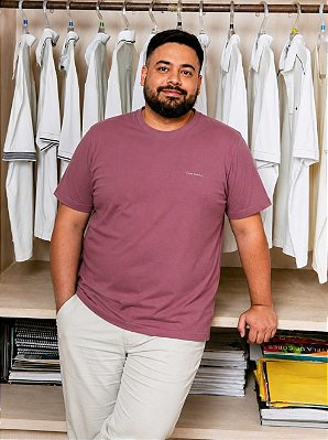 Camiseta Gola Careca Pierre Cardin (PLUS SIZE) - 100% Algodão - Ref. 40146 Ameixa