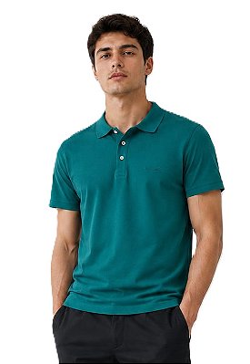 Camisa Polo Pierre Cardin (Sem Bolso) - Manga Curta Com Punho - Algodão Pima - Ref. 15796 Verde