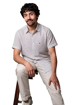 Camisa Dimarsi Tradicional Regular Fit - Com Bolso - Manga Curta - Puro Algodão - Ref. 0013 Xadrez