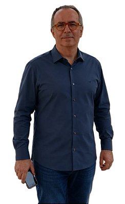 Camisa Poggio Sem Bolso - Manga Longa - Tecido Tecnológico - Ref. 21120 Marinho