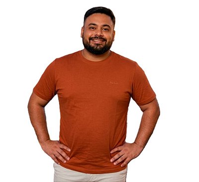 Camiseta Gola Careca Pierre Cardin (PLUS SIZE) - 100% Algodão - Ref. 40146 Terra