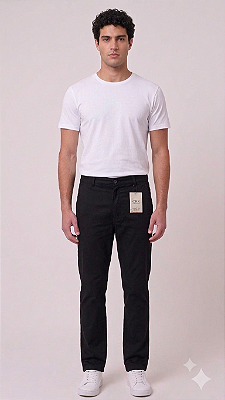 Calça Meio Elástico Cherne - 100% Algodão - Ref. 86514 Preta