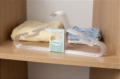 CABIDE SLIM INFANTIL KIT COM 3 - TRANSPARENTE - TOTAL 108 UNIDADES