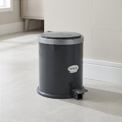 LIXEIRA COM PEDAL PREMIUM 13 LITROS - CHUMBO - TOTAL 6 PEÇAS