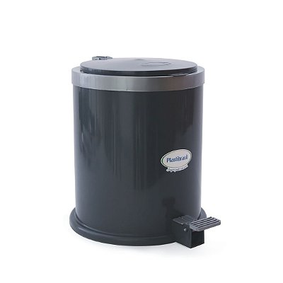 LIXEIRA COM PEDAL PREMIUM 13 LITROS - CHUMBO - 6 PEÇAS