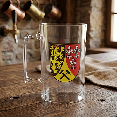 CANECA DE CHOPP DECORADA - TRANSPARENTE - TOTAL 48 UNIDADES