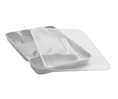 ORGANIZADOR DE TALHERES COM TAMPA PREMIUM - BRANCO - 16 UNIDADES