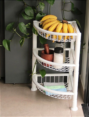 ORGANIZADOR/FRUTEIRA TRIANGULAR PREMIUM 3 ANDARES - TOTAL 5 UNIDADES