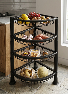 ORGANIZADOR/FRUTEIRA TRIANGULAR PREMIUM 4 ANDARES - TOTAL 4 UNIDADES
