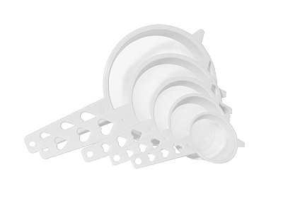 KIT PENEIRAS PLASTILOVERS PREMIUM BRANCA COM 7, 9, 11, 15 e 19 cm - 30 KITS