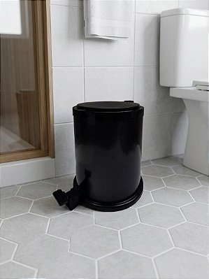 LIXEIRA COM PEDAL PRIME 8 LITROS - PRETA - TOTAL 6 PEÇAS