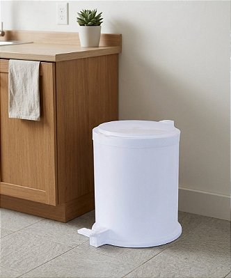 LIXEIRA COM PEDAL PREMIUM 13 LITROS - BRANCA - TOTAL 6 PEÇAS