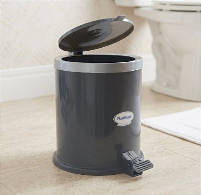 LIXEIRA COM PEDAL PREMIUM 8 LITROS - CHUMBO - TOTAL 6 PEÇAS