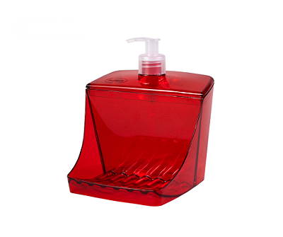 DISPENSER PORTA DETERGENTE CLEAN 500 ML - VERMELHO - TOTAL 12 UNIDADES