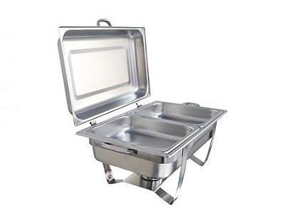 Rechaud Retangular Com Dobradiça Duplo 9l - Inox