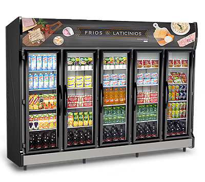 Expositor Geladeira Vitrine Vertical Refrigerada Auto-Serviço 5 Portas AS5E