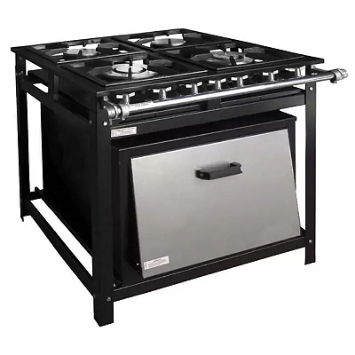 Fogão Industrial Profissional 4 Bocas Economy com Forno 30x30 Baixa Pressão