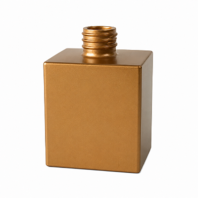 Frasco Em Vidro Cubo Rosca 28/410 Ouro Fosco-250ml