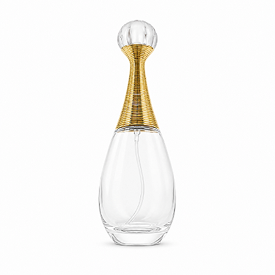 Frasco em Vidro Para Perfume Tipo J'adore com Tampa e Válvula Douradas