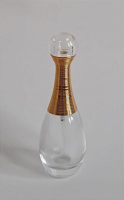 Frasco em Vidro Para Perfume Tipo J'adore com Tampa e Válvula Douradas