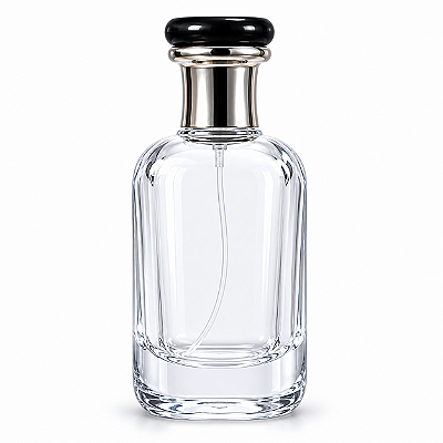 Frasco Vidro Para Perfume Horus Transparente Válvula Dourada e Tampa Dourada Com Preto