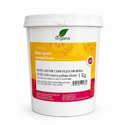 Base Creme Hidratante Com óleo de Rosa Mosqueta Sem Parabenos