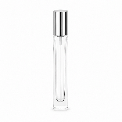 Frasco Vidro Transparente Retangular Válvula Prata-10mL