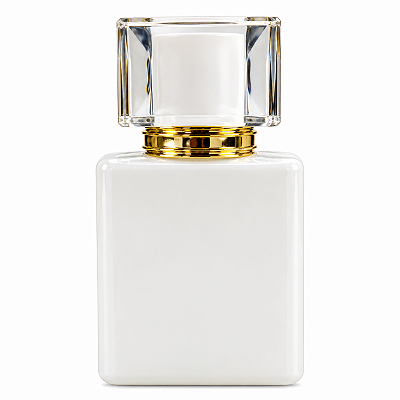 Frasco em Vidro Retangular Válvula Dourada R.13 Sobretampa Cristal-50mL