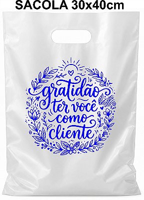 Sacola Plástica 50un Gratidão Ter Você Como Cliente