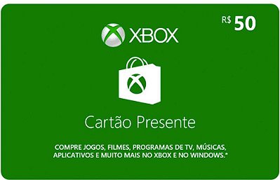 Gift Card - Cartão Presente - Xbox de R$ 50