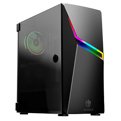 GABINETE GAMER EVOLUT ASHE RGB 1 FAN LATERAL EM VIDRO EG-811