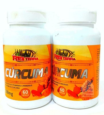 Combo 2 Potes Cúrcuma 60 cápsulas 500 mg Rei Terra