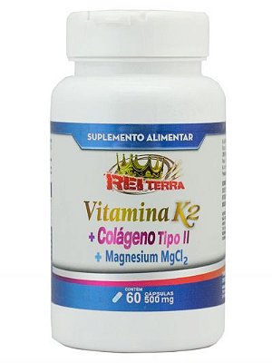 Vitamina K2+Colageno Tipo 2 + Magnésio - 60caps - 500mg