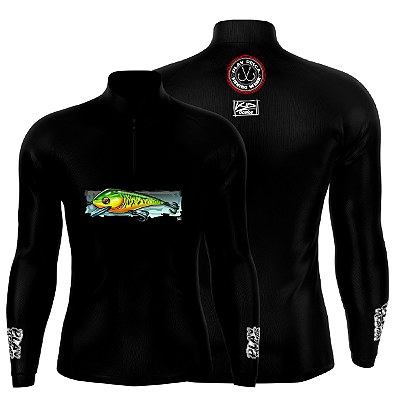 Camisa De Pesca Isca Preto Play Pesca by Kid Ocelos com Proteção Uv50+