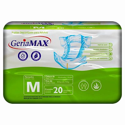 Fralda Geriátrica GERIAMAX ECONÔMICA M - FARDO COM 120 TIRAS