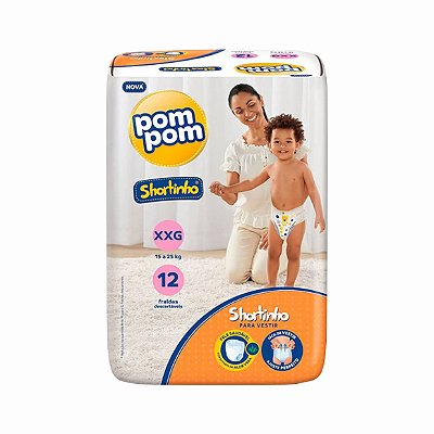 FRALDA INFANTIL SHORTINHO POMPOM XXG - FARDO COM 96 UN