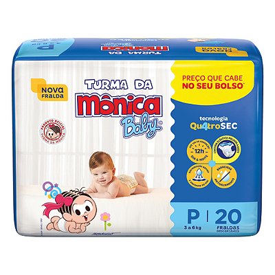 FRALDA INFANTIL TURMA DA MÔNICA P - 160 UNI