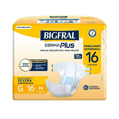 FRALDA GERIÁTRICA BIGFRAL DERMAPLUS G - FARDO COM 64 UNIDADES