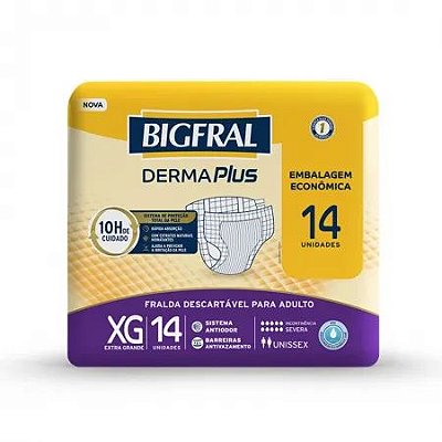 FRALDA GERIÁTRICA BIGFRAL DERMAPLUS XG - FARDO COM 56 UNIDADES