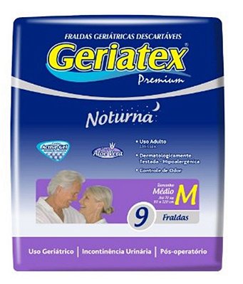 Fralda Geriátrica GERIATEX PREMIUM NOTURNA M - FARDO COM 108 TIRAS