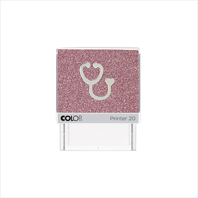 Carimbo Glitter Rosa  Pastel com Estetoscópio