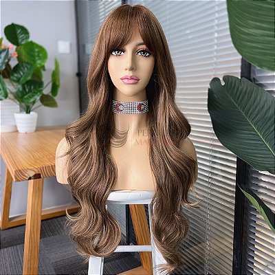 WIG JULIA CASTANHO COM MECHAS