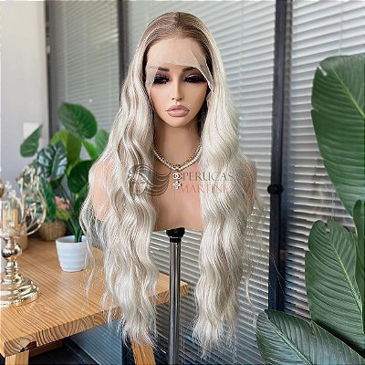 FULL LACE FRONT KÁTIA PLATINADA COM MECHAS