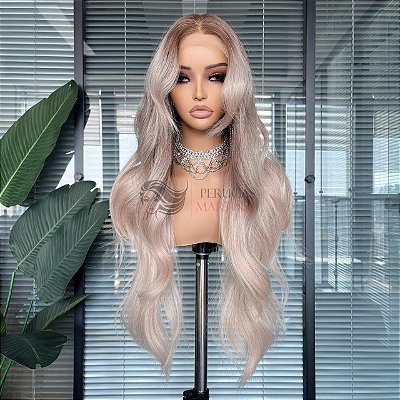 FULL LACE FRONT JANNA CINZA PLATINADA COM RAIZ 13 X 6