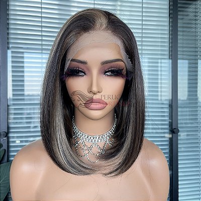 FULL LACE FRONT KIM  CASTANHO ESCURO COM MECHAS 13 X 6